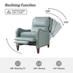 Fauteuil inclinable moderne Brigida en cuir véritable avec garniture cloutée et repose-pieds réglable, lot de 2 par HULALA HOME