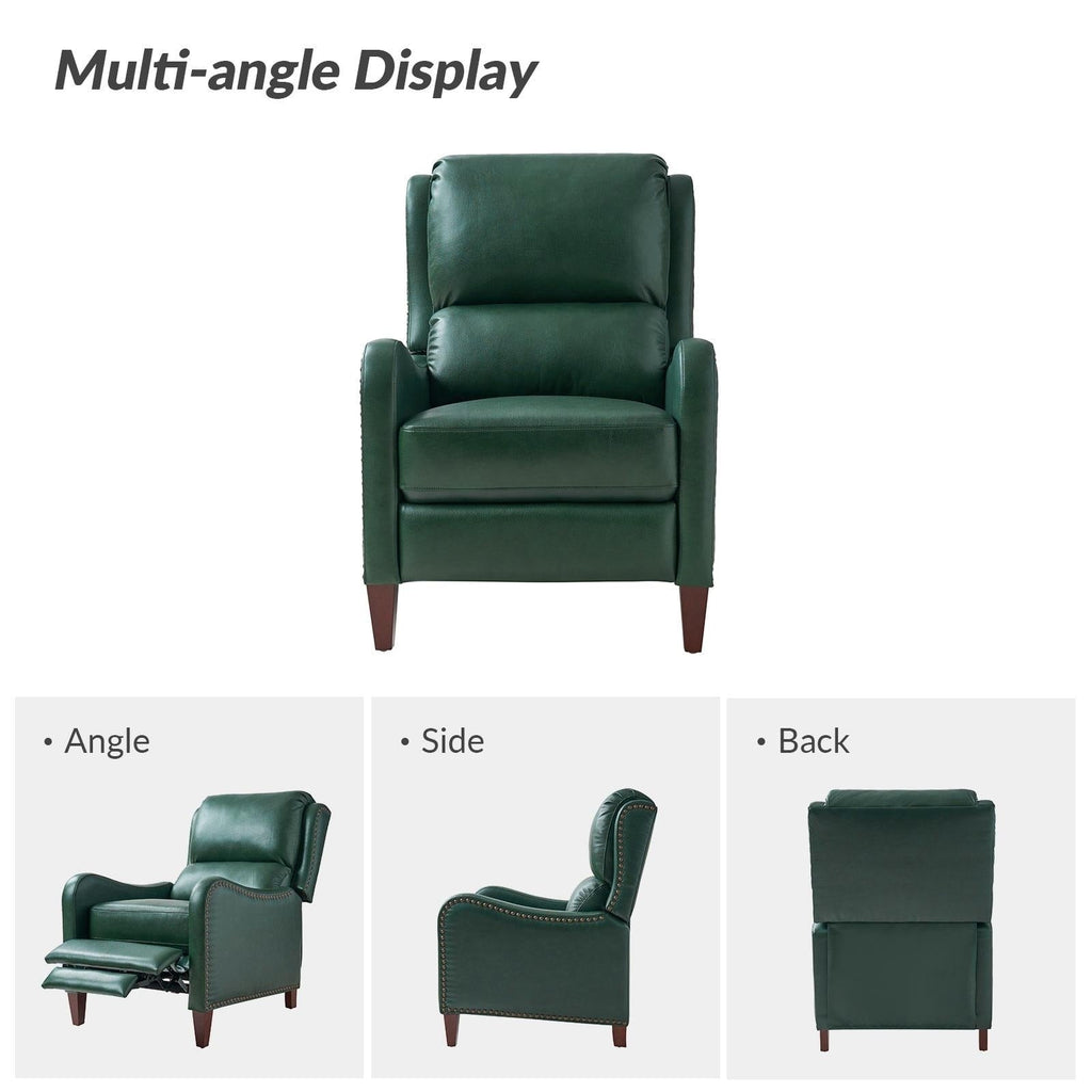 Fauteuil inclinable moderne Brigida en cuir véritable avec garniture cloutée et repose-pieds réglable, lot de 2 par HULALA HOME