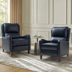 Fauteuil inclinable moderne Brigida en cuir véritable avec garniture cloutée et repose-pieds réglable, lot de 2 par HULALA HOME
