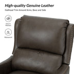 Fauteuil inclinable moderne Brigida en cuir véritable avec garniture cloutée et repose-pieds réglable, lot de 2 par HULALA HOME