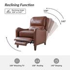 Fauteuil inclinable moderne Brigida en cuir véritable avec garniture cloutée et repose-pieds réglable, lot de 2 par HULALA HOME