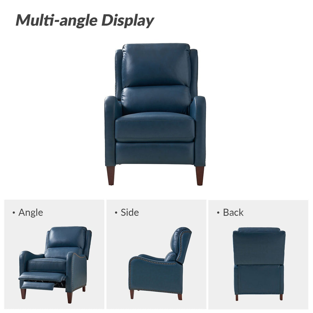 Fauteuil inclinable moderne Brigida en cuir véritable avec garniture cloutée et repose-pieds réglable, lot de 2 par HULALA HOME