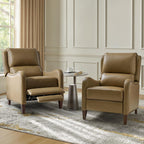 Fauteuil inclinable moderne Brigida en cuir véritable avec garniture cloutée et repose-pieds réglable, lot de 2 par HULALA HOME