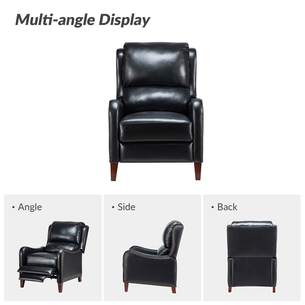 Fauteuil inclinable moderne Brigida en cuir véritable avec garniture cloutée et repose-pieds réglable, lot de 2 par HULALA HOME