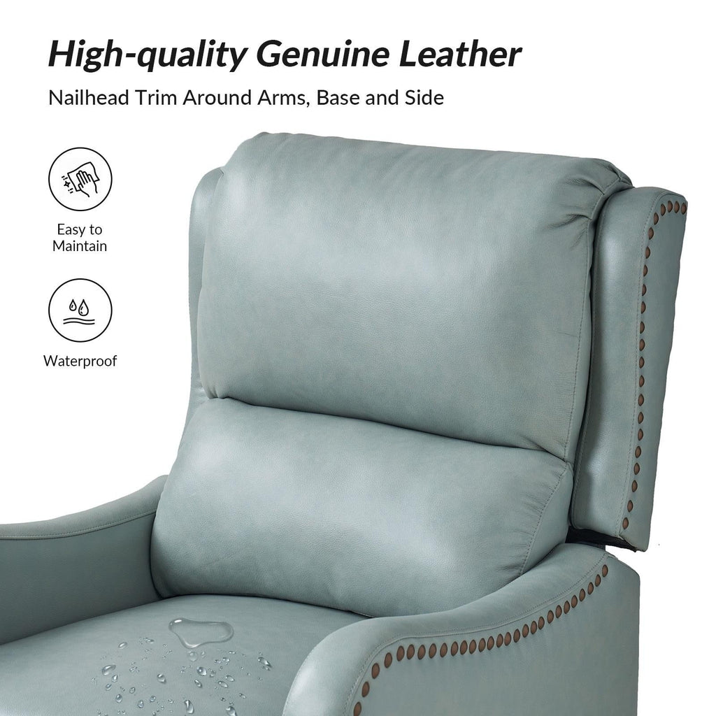 Fauteuil inclinable moderne Brigida en cuir véritable avec garniture cloutée et repose-pieds réglable, lot de 2 par HULALA HOME