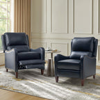 Fauteuil inclinable moderne Brigida en cuir véritable avec garniture cloutée et repose-pieds réglable, lot de 2 par HULALA HOME