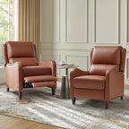 Fauteuil inclinable moderne Brigida en cuir véritable avec garniture cloutée et repose-pieds réglable, lot de 2 par HULALA HOME