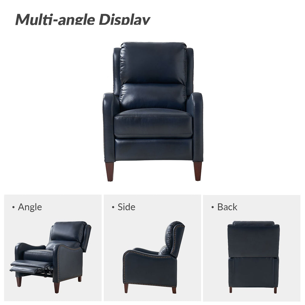 Fauteuil inclinable moderne Brigida en cuir véritable avec garniture cloutée et repose-pieds réglable, lot de 2 par HULALA HOME