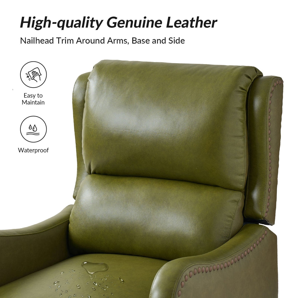 Fauteuil inclinable moderne Brigida en cuir véritable avec garniture cloutée et repose-pieds réglable, lot de 2 par HULALA HOME