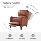 Fauteuil inclinable moderne Brigida en cuir véritable avec garniture cloutée et repose-pieds réglable, lot de 2 par HULALA HOME