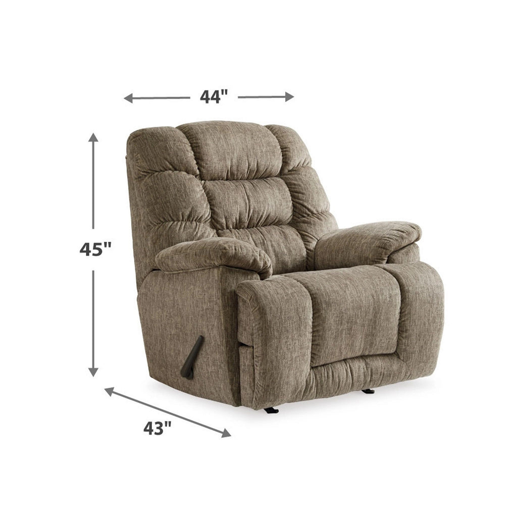 Fauteuil inclinable manuel Bril, 44 pouces, surdimensionné, polyester gris taupe
