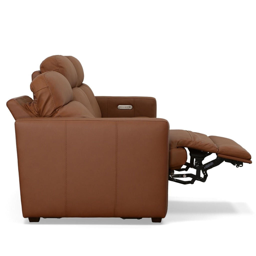 Canapé inclinable électrique Broadway en cuir avec appuie-têtes électriques par Flexsteel