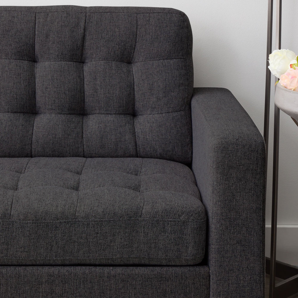 Canapé Brookside Brynn de 76 po à accoudoirs carrés en similicuir/velours/tissu