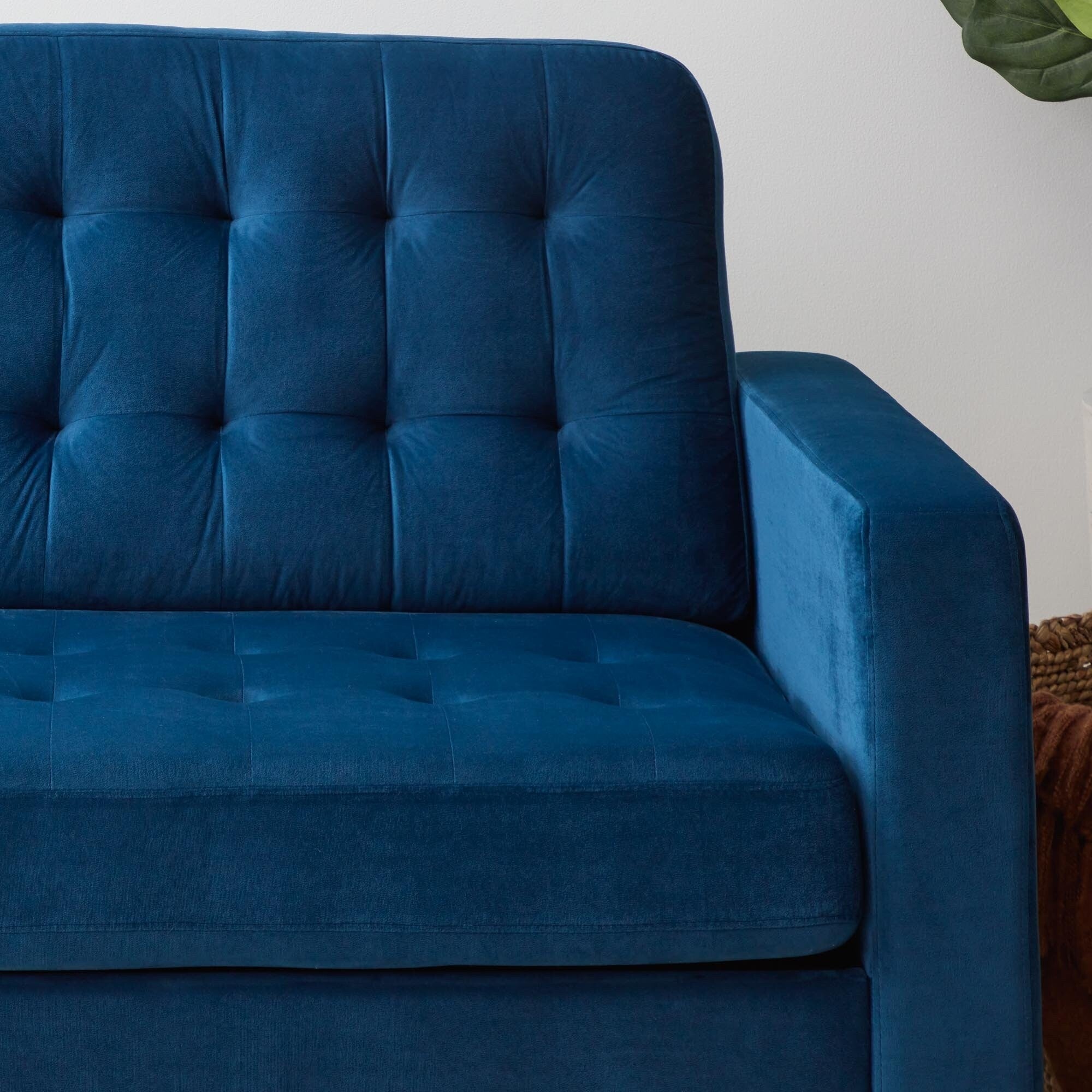 Canapé Brookside Brynn de 76 po à accoudoirs carrés en similicuir/velours/tissu