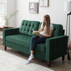 Canapé Brookside Brynn de 76 po à accoudoirs carrés en similicuir/velours/tissu