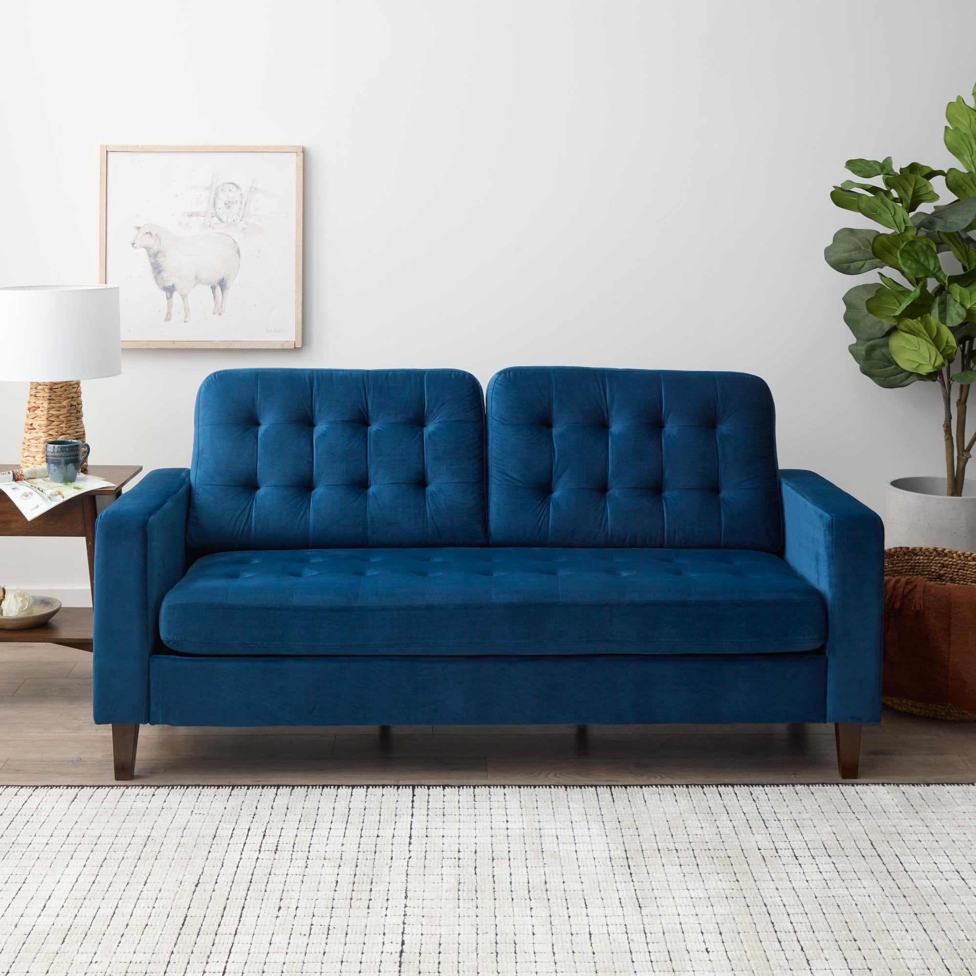 Canapé Brookside Brynn de 76 po à accoudoirs carrés en similicuir/velours/tissu