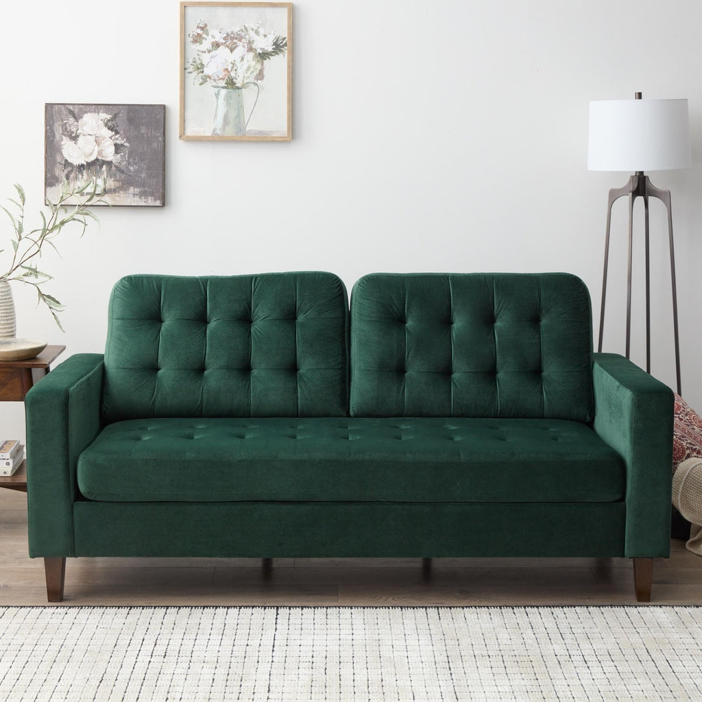 Canapé Brookside Brynn de 76 po à accoudoirs carrés en similicuir/velours/tissu