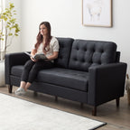 Canapé Brookside Brynn de 76 po à accoudoirs carrés en similicuir/velours/tissu