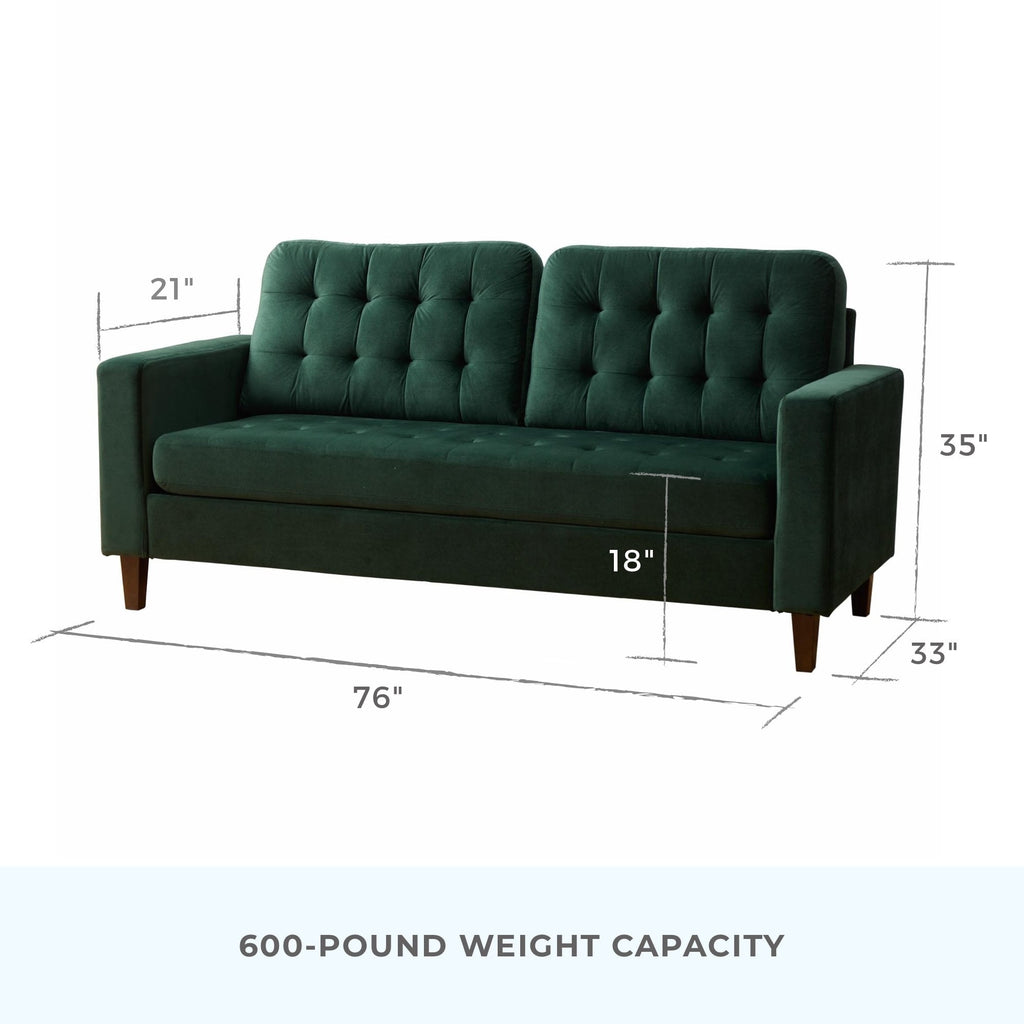 Canapé Brookside Brynn de 76 po à accoudoirs carrés en similicuir/velours/tissu