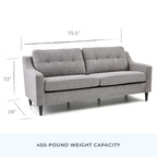 Canapé Brookside Ellen 75 à accoudoirs arrondis rembourré