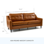 Canapé Brookside Ellen 75 à accoudoirs arrondis rembourré