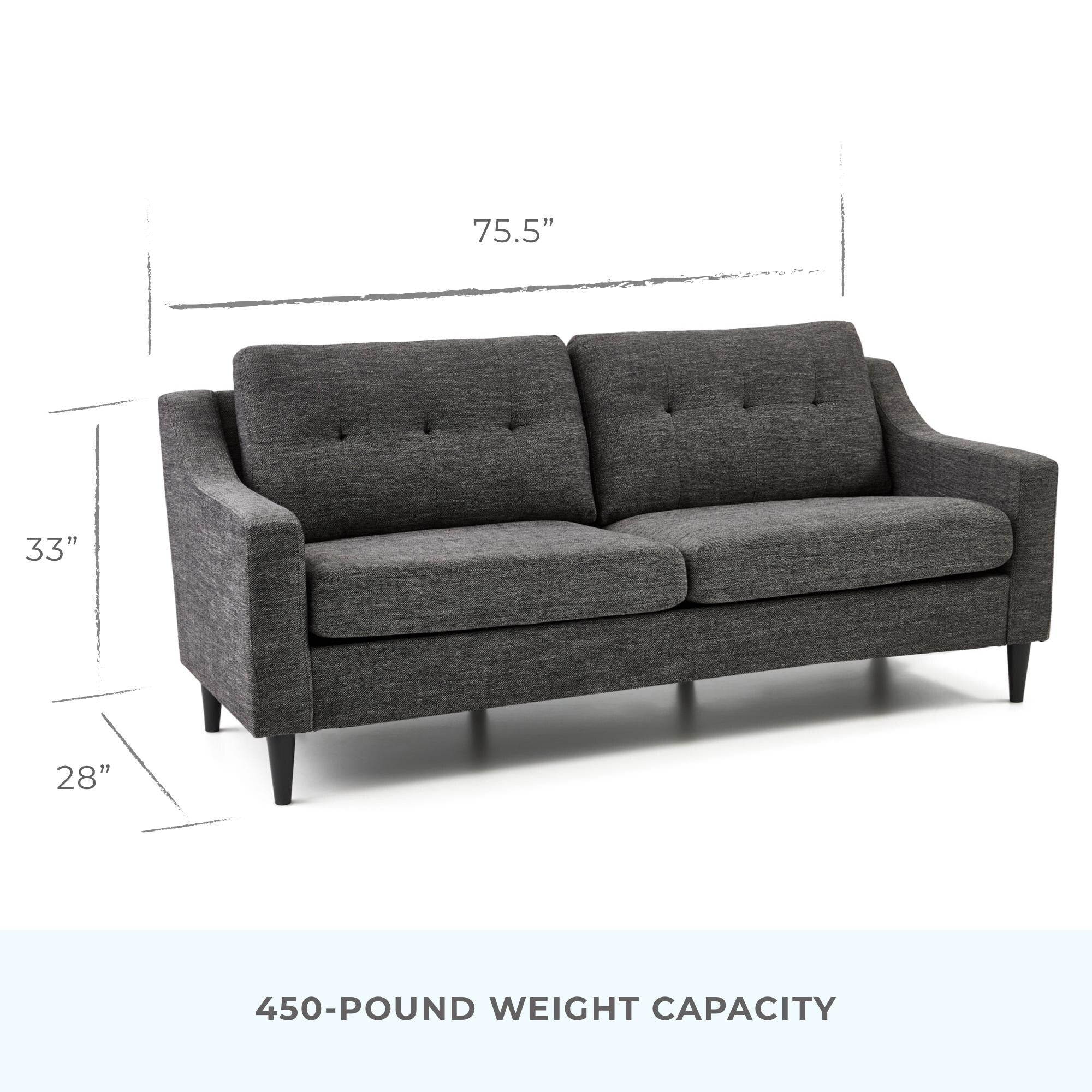 Canapé Brookside Ellen 75 à accoudoirs arrondis rembourré