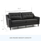 Canapé Brookside Ellen 75 à accoudoirs arrondis rembourré