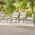 Chaise d'appoint d'extérieur en métal Brookside Meg avec coussins