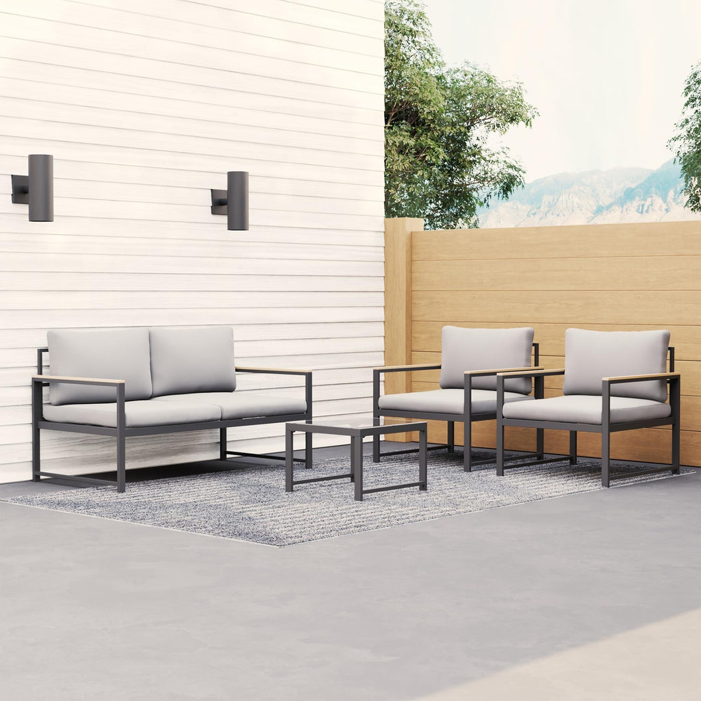 Chaise d'appoint d'extérieur en métal Brookside Meg avec coussins