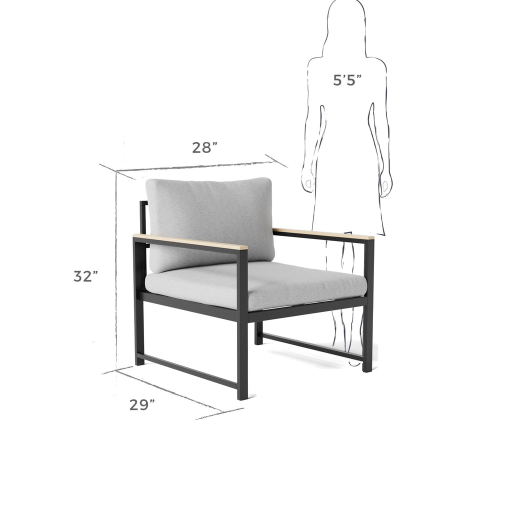 Chaise d'appoint d'extérieur en métal Brookside Meg avec coussins