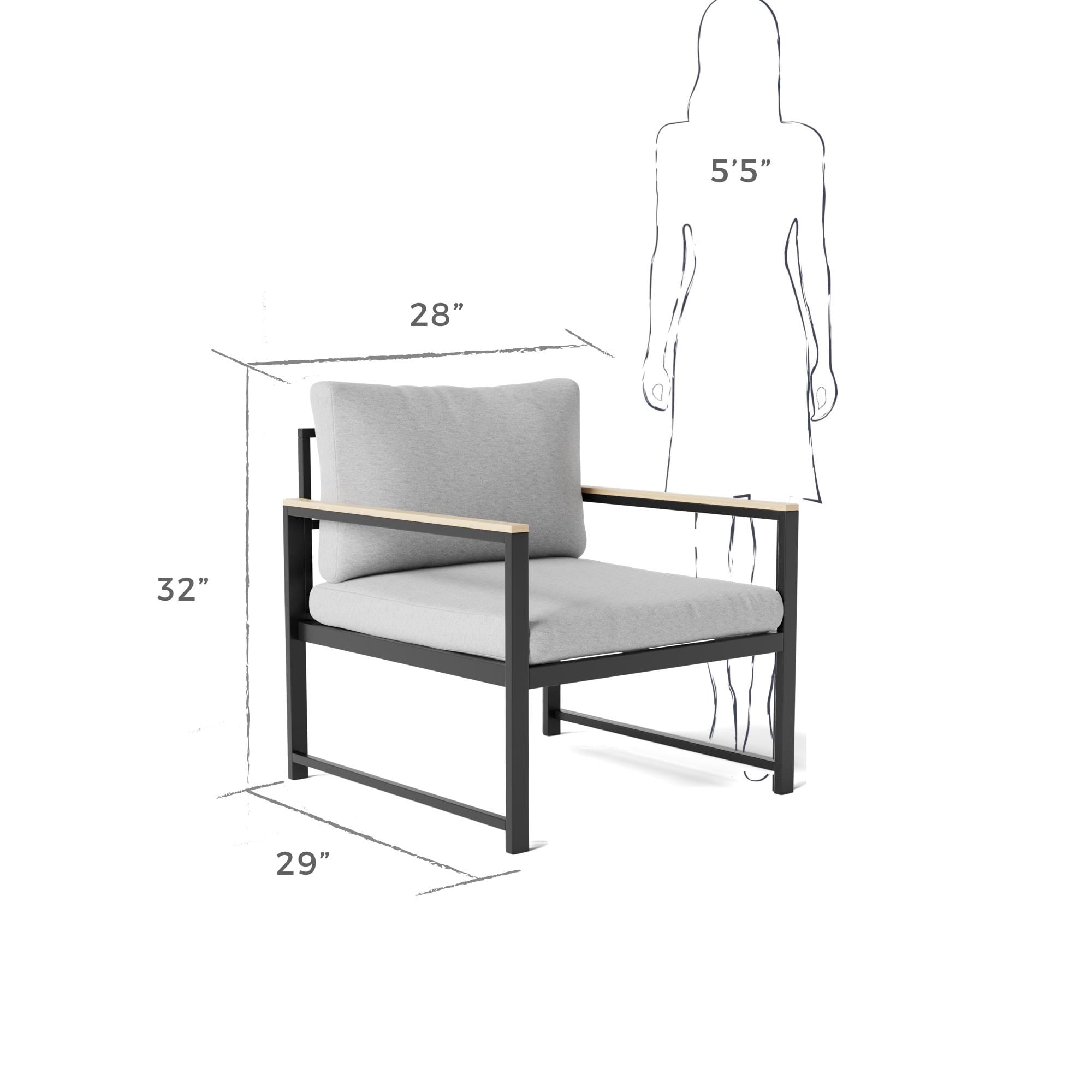 Chaise d'appoint d'extérieur en métal Brookside Meg avec coussins