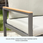 Chaise d'appoint d'extérieur en métal Brookside Meg avec coussins