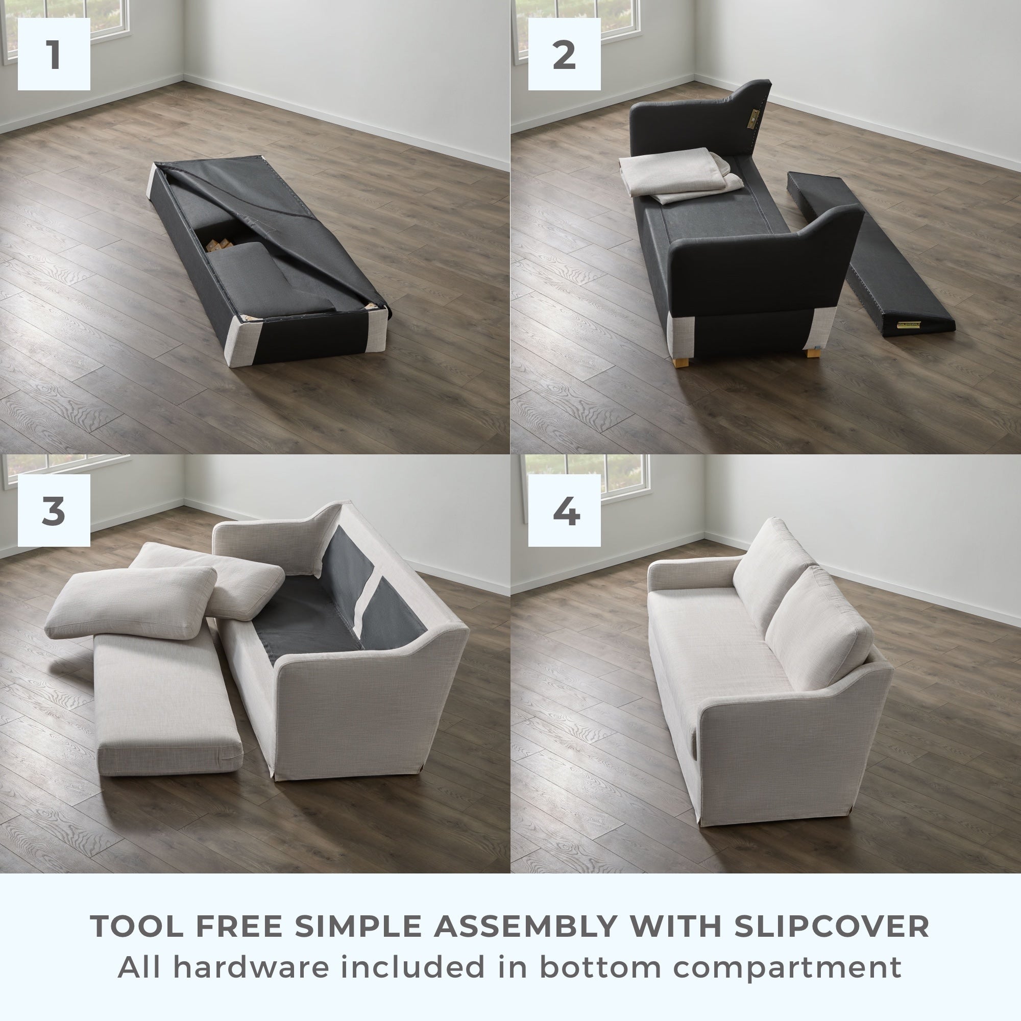 Canapé 3 places Brookside Nelle avec housse rembourrée