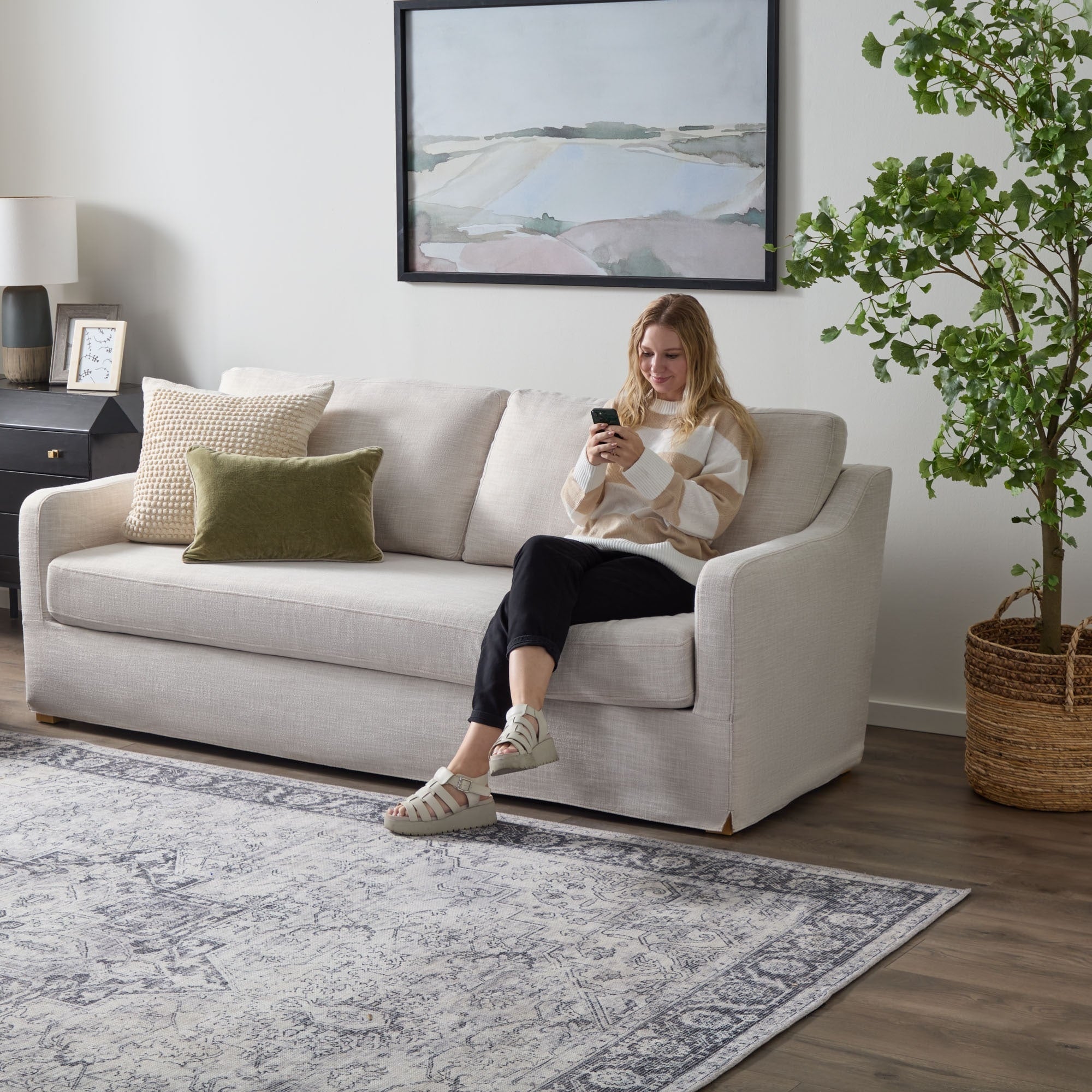 Canapé 3 places Brookside Nelle avec housse rembourrée