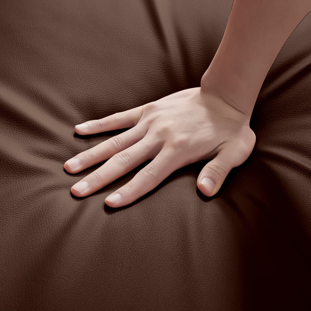 Canapé causeuse en cuir PVC marron 47,24 pouces avec dossier rembourré extra épais et cadre en métal robuste pour le salon