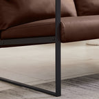 Canapé causeuse en cuir PVC marron 47,24 pouces avec dossier rembourré extra épais et cadre en métal robuste pour le salon