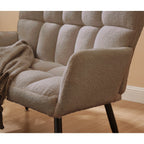 Canapé causeuse Teddy marron 52 avec dossiers matelassés et cadre en bois dur pour le salon.