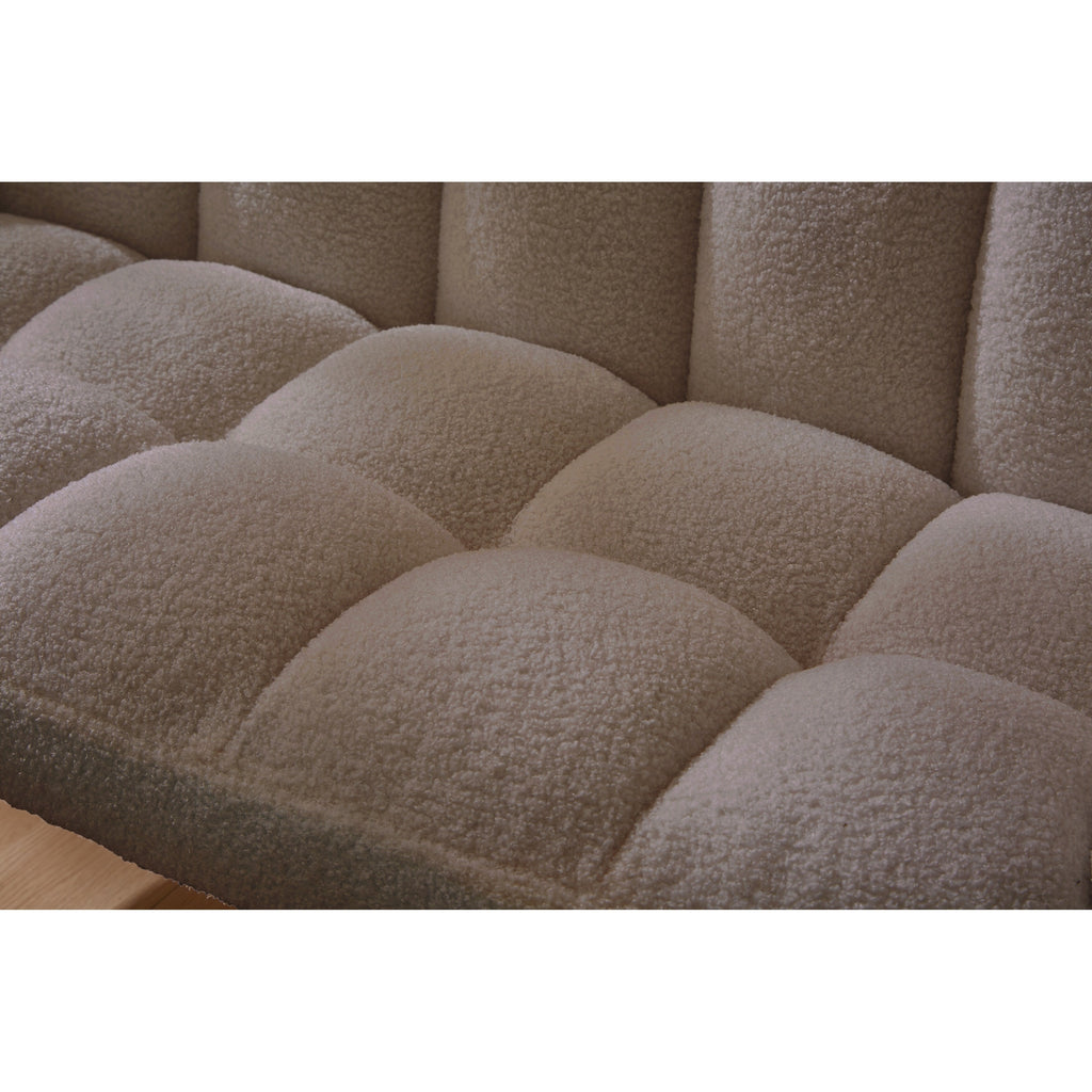 Canapé causeuse Teddy marron 52 avec dossiers matelassés et cadre en bois dur pour le salon.