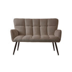 Canapé causeuse Teddy marron 52 avec dossiers matelassés et cadre en bois dur pour le salon.