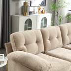 Canapé 3 places en tissu marron 85'' en forme de L : méridienne, cadre en bois et renforts de coussins à ressorts