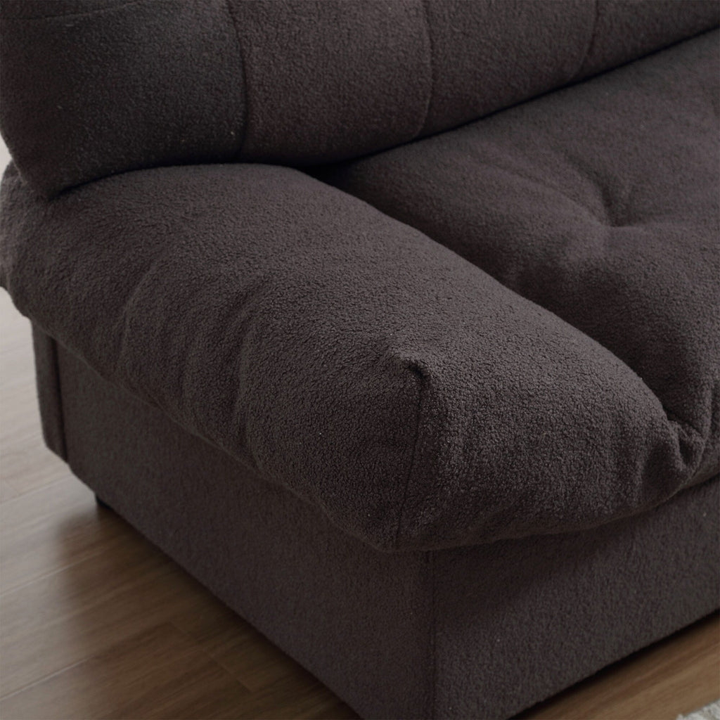 Canapé 2 places en tissu marron 96,46 avec capitonnage à boutons, cadre confortable et robuste pour appartements et salons