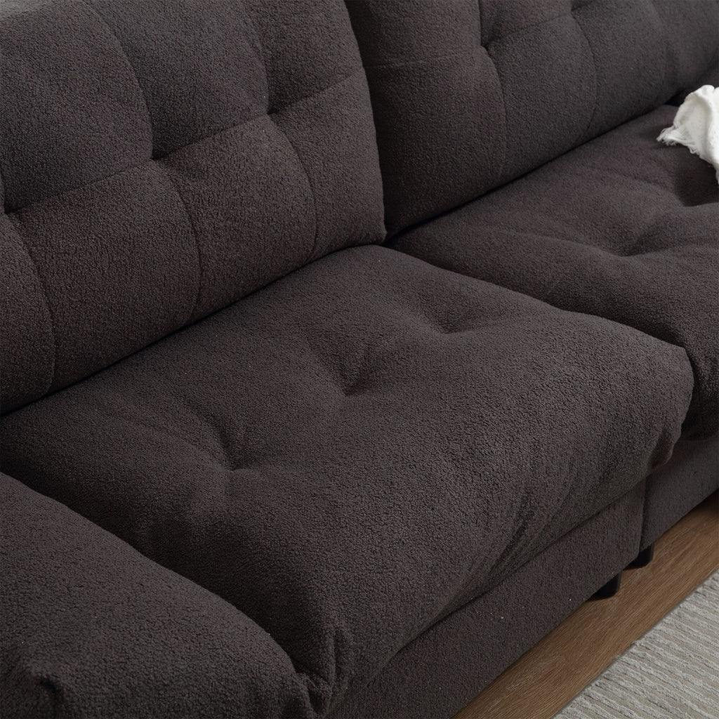 Canapé 2 places en tissu marron 96,46 pouces avec un design rembourré confortable, style nuage et pieds en plastique pour le salon