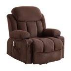 Fauteuil inclinable massant électrique surdimensionné en tissu respirant marron avec massage, chauffage lombaire, 2 porte-gobelets et port USB