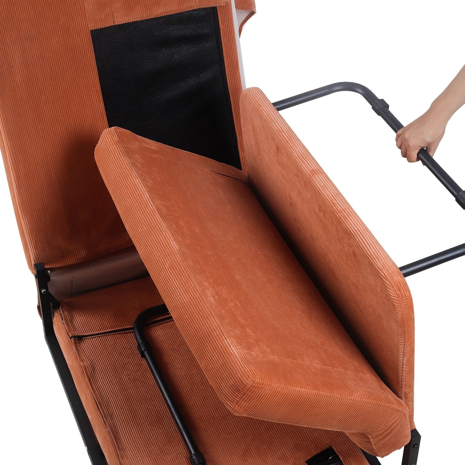 Canapé-lit simple convertible en velours côtelé marron avec dossier inclinable