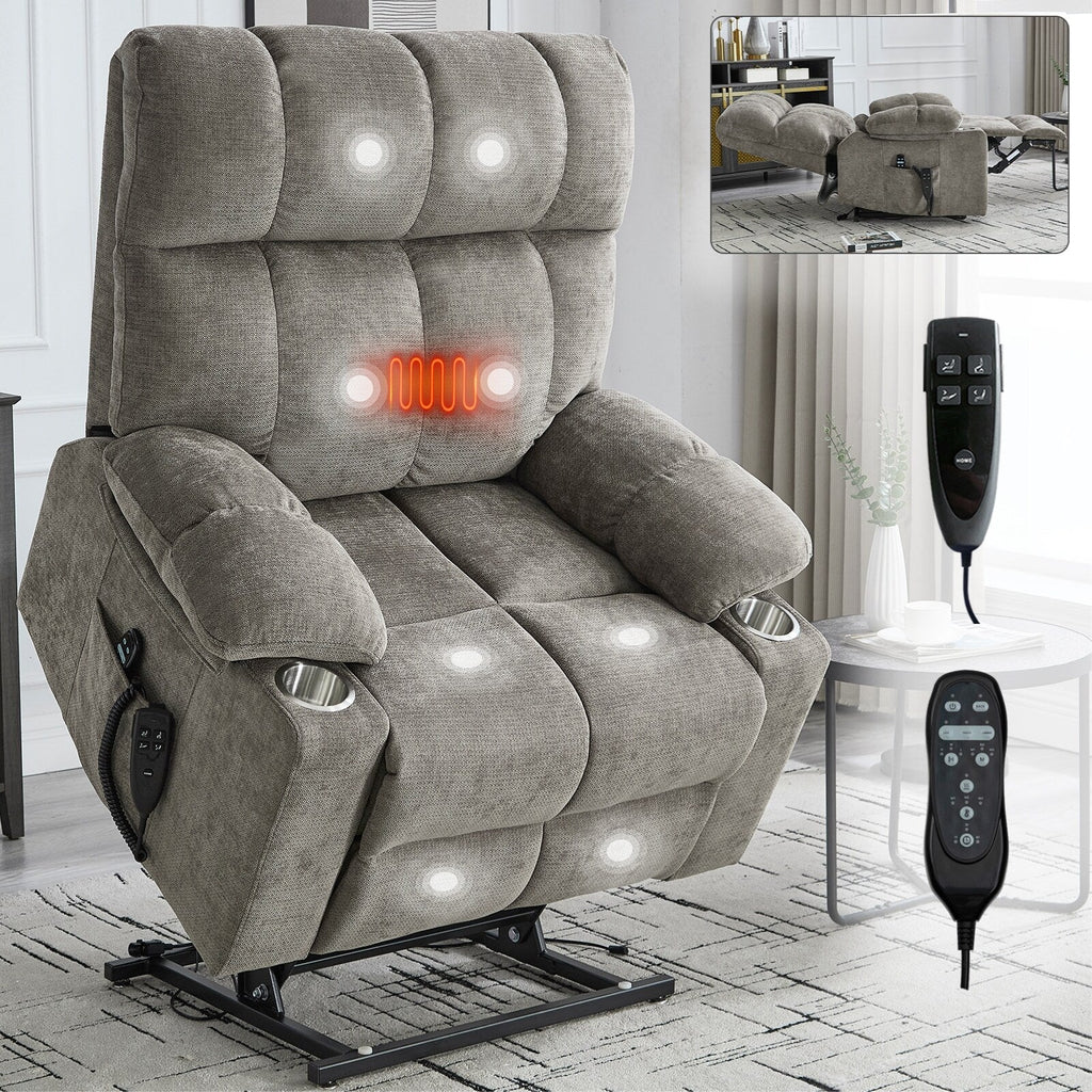 Fauteuil inclinable électrique à double moteur marron, position infinie, jusqu'à 350 lb, en chenille, mécanisme de mouvement robuste