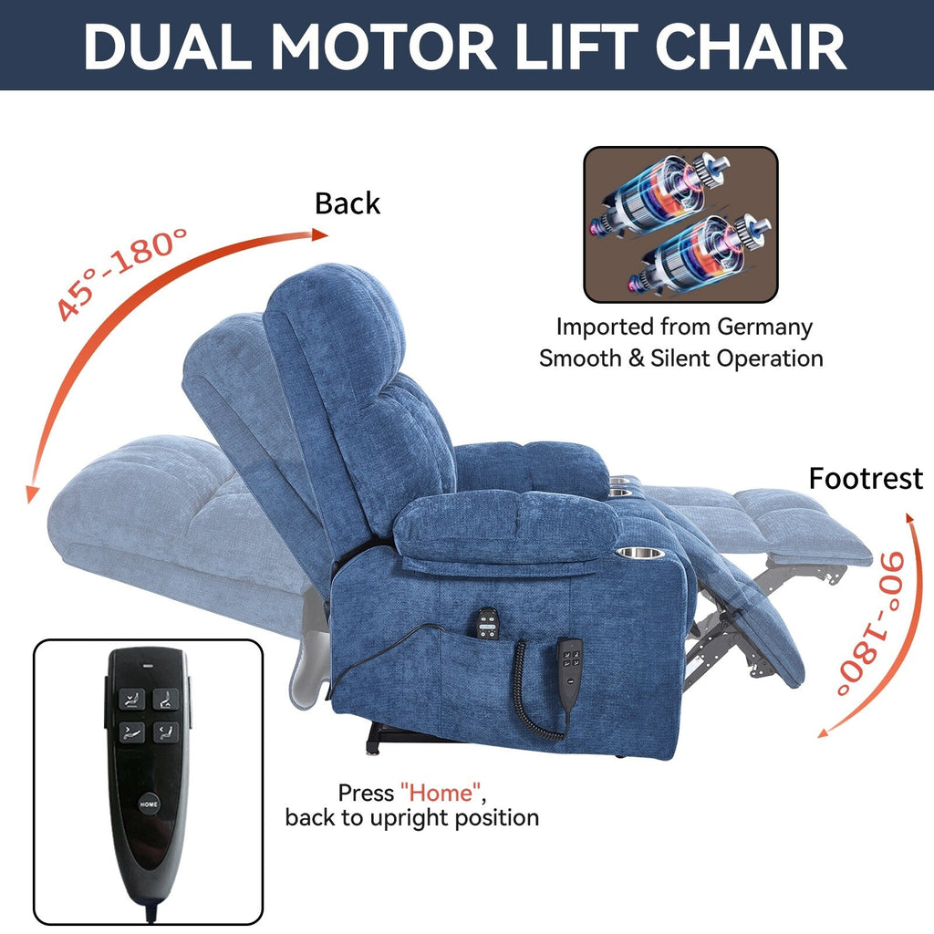 Fauteuil inclinable électrique à double moteur marron, position infinie, jusqu'à 350 lb, en chenille, mécanisme de mouvement robuste