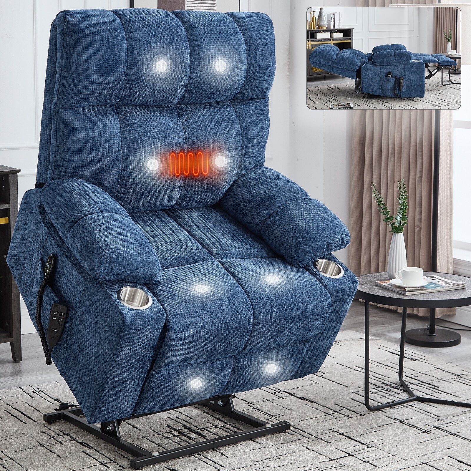 Fauteuil inclinable électrique à double moteur marron, position infinie, jusqu'à 350 lb, en chenille, mécanisme de mouvement robuste