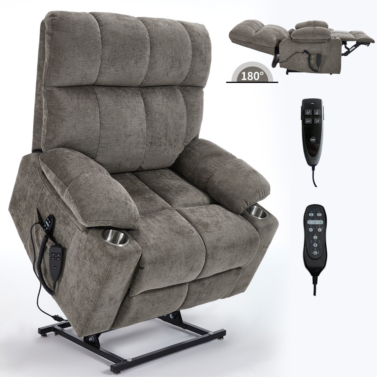 Fauteuil inclinable électrique à double moteur marron, position infinie, jusqu'à 350 lb, en chenille, mécanisme de mouvement robuste