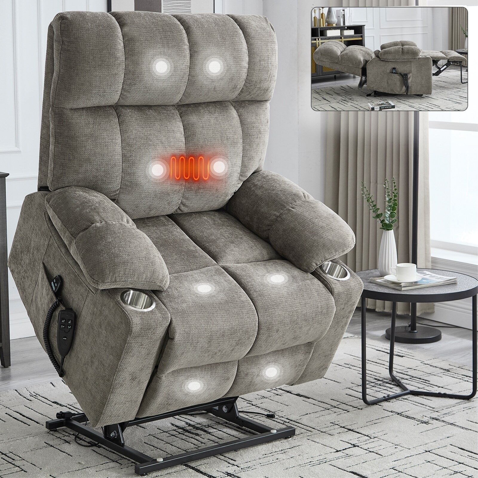 Fauteuil inclinable électrique à double moteur marron, position infinie, jusqu'à 350 lb, en chenille, mécanisme de mouvement robuste