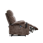 Fauteuil inclinable à double moteur marron avec positionnement infini, inclinaison à plat à 180°, chauffage, massage et dossier réglable